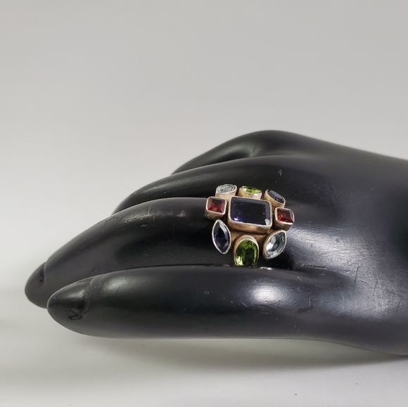 Watch Video / Sterling Silver 925 Gemstone Cluster Ring - Picture 5 of 12